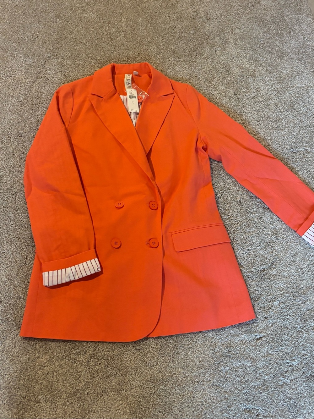 Anthropologie Dolan Vibrant Orange Double-Breasted Blazer